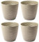 AC - Pack de 4 Macetas Redondas con Plato - Diseño Wind (Ø 15 cm) - Fabricado en plástico - Ideal para jardín Exterior, terraza o balcón - Color Beige