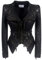 DISSA Damen Schwarz Lederjacke Kunstleder Bikerjacke mit Reißverschluss,P603,M