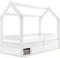 Interbeds Hausbett Kinderbett 80x160cm mit Lattenrost und Stauraum unter Bett Jugendbett mit Rausfallschutz sehr Stabiler Konstruktion komfortabel funktional Einzelbett (weiß)