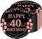 Platos de papel para 40 cumpleaños, 16 platos desechables de cumpleaños, 23 cm, platos de papel desechables para jóvenes y niñas, platos de papel negro y oro rosa para fiestas de cumpleaños, Happy