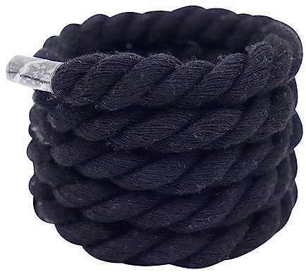 YXRRVING 1 Paar 10 mm dicke, runde Schnürsenkel, gewebt, gedrehtes Seil, auffällige Schnürsenkel, für Herren und Damen, 160 cm, Sneaker-Länge, Vintage, Schwarz , 160
