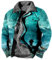 DHYUEN Halloween Jacke Herren Geister wasserdichte Regenjacke Herren Bequeme Herbstjacke Herren Outdoorjacke Herren Wasserdicht Atmungsaktiv Graphic Windstopper Jacke Herren Mulit Taschen(1-Cyan,5XL)