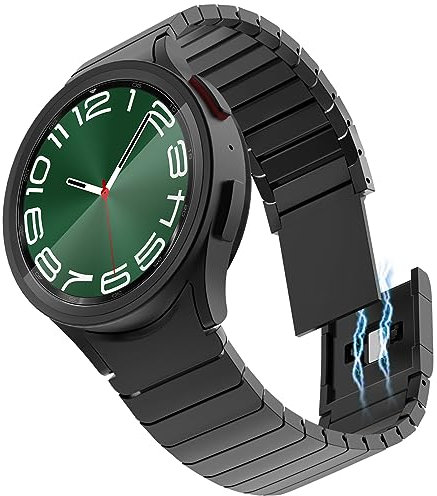 KADES Kompatibel mit Armband Samsung Galaxy Watch 7 6 5 4 44MM 40MM/6 4 Classic 47MM 46MM 43MM 42MM/Watch 5 Pro LTE,lückenloses Edelstahlarmband mit Magnetverschluss für Galaxy Watch,Schwarz