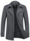 KUDMOL Men's Wool Trench Coat Knitted Scarf Collar Peacoat Winter Warm Casual Jacket Thick Outdoor Overcoat(Dark Grey Twill,XL)