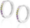 Silver Hoop Earrings for Women, Sterling Silver Small Huggie Hoop Earrings | Hypoallergenic Colorful Cubic Zirconia Hoops Earrings Jewellery Gifts for Girls Birthday Wedding