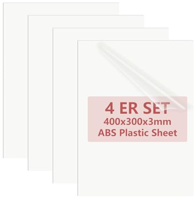 YAYODS 4 placas de plástico ABS de 3 mm – 30 x 40 cm – Placa de plástico blanco – Placa de poliestireno – Placa de polietileno para modelismo, decoración del hogar, artesanía, guardabarros