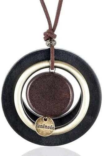 Halskette Ketten Schmuck Herren Frauen Anhänger Necklace Ring Ringe Damen Bijouterie Herren Vintage Halsbänder Halskette Koreanischen Modeschmuck Holzanhänger Handgemacht Lange Halskette F