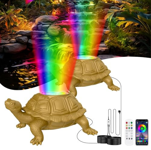 OSREE Luci per Laghetto Subacquea con 12V Trasformatore e Timer, 6W Faretti LED Laghetto con Controllo APP, Luci per Laghetto Sommerse IP68 Impermeabile per Fontana Cascata Giardino Acquario Set 2