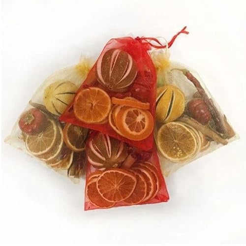 Milford Scented Dried Fruit Organza Bag – Christmas Cinnamon Fragrance | Mixed Dried Orange, Lemon, Apple, Lime & Cinnamon Sticks | 50g | Colour May Vary | Festive Home Decoration & Gift