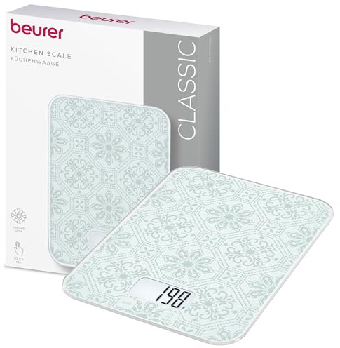 Beurer KS 19 Vintage balance de cuisine numérique, capacité jusqu'à 5 kg (graduation précise au gramme près), avec commande tactile par capteur, balance alimentaire incl. piles, design vintage