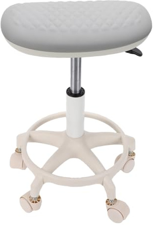 ZJchao Tabouret Roulant avec Repose-Pieds, Tabouret de Pédicure Réglable en Hauteur pour Salon, Coussin en PU Pivotant à 360 Degrés