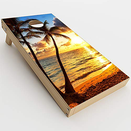 itsaskin Haut Aufkleber Vinyl Wrap Für Cornhole Game Board Bag Toss (2 x pcs.) Skins Aufkleber Cover/Paradise Sunset Palmen