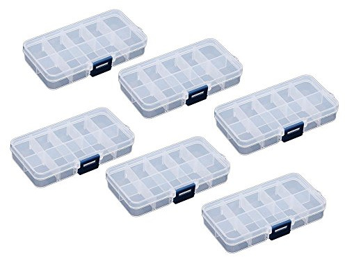 Ardisle - 6 Pack Compartment Organiser Storage Plastic Box Craft Nail Art Beads Gem Bits Small Screws Seperator Split Shot Unit Boxe Watch