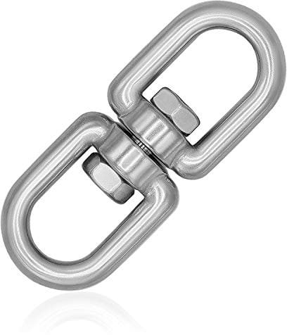everlar® Edelstahl Drehwirbel I 8mm L, BS 1650Kg I Bequemes & sicheres Drehen & Befestigen von Hängesessel, Boxsack, Schwenkgrill, Schaukel u.v.a. I Hochfest & Wetterbeständig