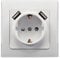 ChiliTec Steckdose Weiß mit USB Unterputz Schutzkontakt-Steckdose 250V / 16A USB-Port 5V / 2,1A Laden von Smartphone Tablet