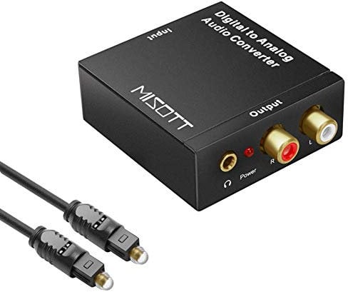 MISOTT Audio Digital zu Analog DAC Konverter, Optischer SPDIF Toslink Koaxial zu Analog Stereo L/R Adapter und 3,5 mm Klinke mit Optischem Kabel für PS3 PS4 XBox DVD Sky Heimkino-System AV-Verstärker