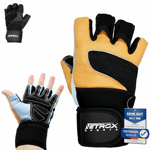 NetroxSports - Trainingshandschuhe mit Handgelenkbandage für Krafttraining Kraftsport - Fitness Handschuhe Gym mit Handgelenkschutz Herren & Damen - Sporthandschuhe Fitnesshandschuhe Sport Training