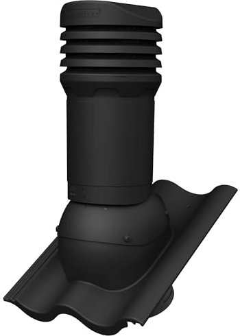 Parotec Entlüftungskamin DN 125 mm passiv für Braas - Harzer, Nelskamp - Sigma Dachziegel Dachentlüftung, Abluftrohr, Lüftungshaube (RAL 9005 - Schwarz)