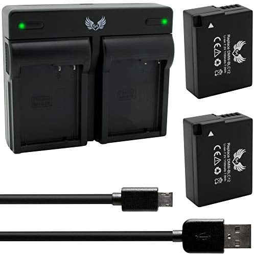 2X SK Akku Ersatz für Panasonic DMW-BLC12 / DMW-BLC12E 1100mAh + Dual Charger für Lumix DMC-G6 G7 GX8 G70 G81 G85 FZ2000 FZ2500 / DMW BLC12 BLC12E