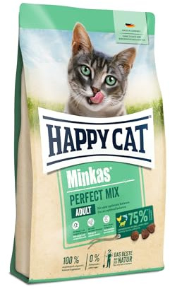 Happy Cat Minkas Perfect Mix Katzenfutter Geflügel Fisch Lamm, 4 kg | Minkas Perfect Mix Geflügel, Fisch & Lamm, ausgewogenes Katzenfutter mit Omega-3 und -6 & Vitaminen, Nachkaufgröße