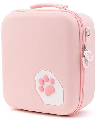 GeekShare Pink Cat Paw Case Kompatibel mit Switch/Switch OLED Modell (2021), Schutzhülle für Reisesysteme mit 18 Spielkartensteckplätzen für Switch Console, Pro Controller, Dock und Zubehör