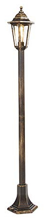 Qazqa Antik außen Laterne für den Garten - New Haven - Gold, max. 15W, Geeignet für LED, 122cm, IP44