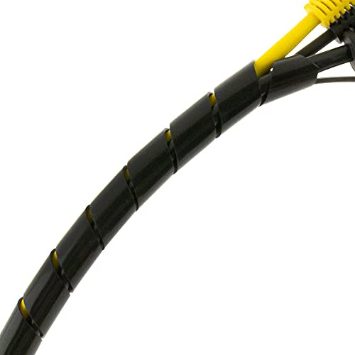 SeKi Spiralband 9-65mm 20 Meter Schwarz, Flexibler Kabelschlauch Spiralschlauch Kabel-Schutz; Zum Bündeln von Kabeln