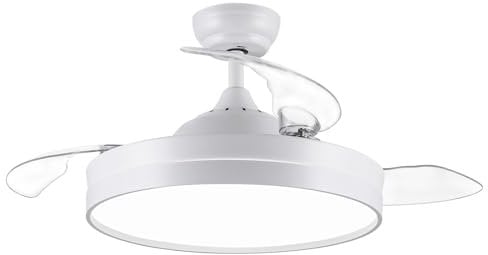 CJOY Lampe mit Ventilator, 107 cm Deckenventilator mit Licht und Fernbedienung Leise, Deckenventilator mit Einziehbaren Flügeln, 6 Geschwindigkeiten, Speicher 3CCT, Dimmbar, Umkehrbar Für Schlafzimmer