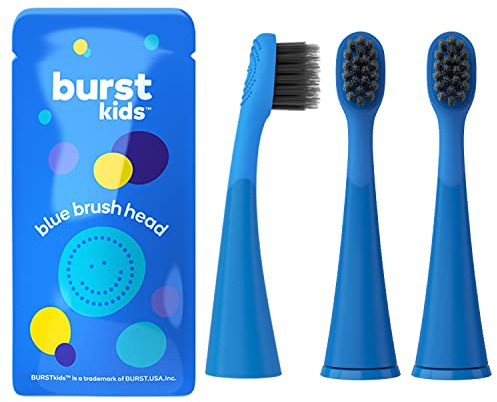 BURST Genuine Replacement Heads for Kids Electric Toothbrush (Blue/3 Pack)