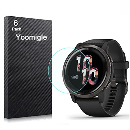 Yoomigle 6 Unidades Protector de Pantalla Compatible with Garmin Venu 2 HD Claro Suave Protectors para Garmin Venu 2 Plus Smartwatch No Vidrio Alta Definicion