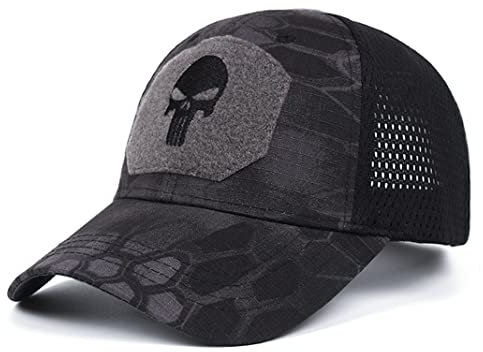 HANERREAL Baseballkappe mit Totenkopf-Motiv, für Herren, taktische Operator-Kappen, geeignet für den Außenbereich, dunkelgrau, Einheitsgröße