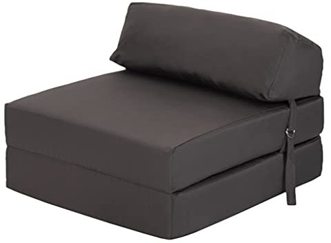Ready Steady Bed Bequemer ausklappbarer Z-Bettsessel | Schlafsofa Futon leicht | weicher wasserabweisender Bezug | Ergonomisch gestaltete Einzelmatratze Zbed (dunkelgrau)