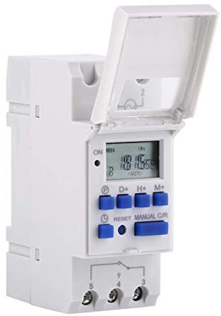 Timer Digitale Programmabile LCD Interruttore Orario Giornaliero/Settimanale Programmazione Timer sulla Guida DIN(Non Inclusa)(AC/DC12V)