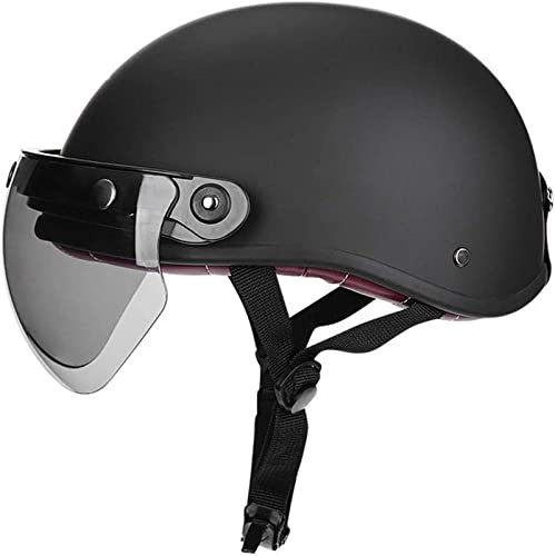 Mezzo Casco Motociclista Retrò Portatile Jet Casco Scodella ECE/DOT Omologato Sicurezza Mezzo Casco Per Elicottero Pilota Chopper Vintage Quattro Stagioni 3,M
