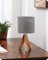EDISHINE 36cm Wood Bedside Table Lamp, Tripod Desk Lamp with Grey Linen Lampshade, On-Off Switch, Desk Lamps for Reading, Bedroom, Living Room, Study, Office, E27 Base