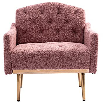 Generic 31,1 Teddy Stoff Tufted Roségold Fuß Casual Single Accent Stuhl (Brush Pink Teddy)