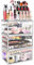 LINYAPRY Clear Acrylic Makeup Organiser Drawers, Stackable Cosmetic Display Box with 10 Drawers, Large Lipstick Storage Organizer for Makeup Brush Nail Polish Skincare Jewelry Vanity Bathroom Dresser