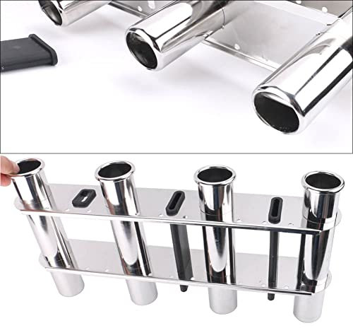 4 Tube Fishing Rod Holder, Marine Stainless Steel 4 Link Rod Holder, Rod Pod with Toolbar for Marine Yacht, Boat, Camper, Truck, RV