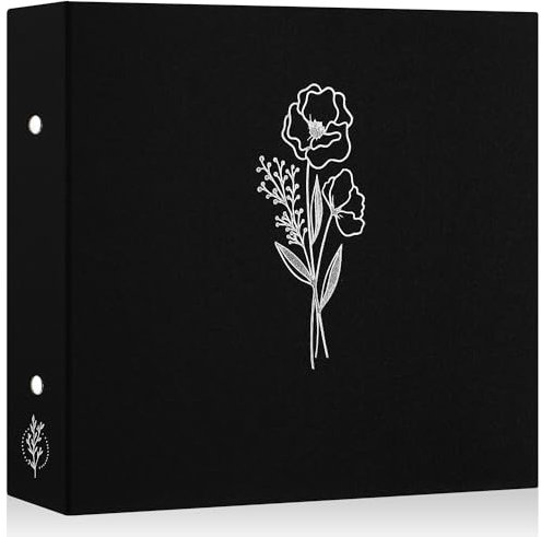 Lanpn Fotoalbum 30x30 cm, Leinen Fotobuch 3 Ringbuch Einstecken Einsteckalbum Foto Album zum Selbstgestalten 30 x 30 cm mit 30 Plastikhüllen 60 Seiten (Schwarz)