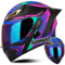 Klapphelm Modularer Motorradhelm Rollerhelm Klappbarer Multifunktion Motorrad Helme mit Doppeltem Sonnenvisier Farblinse Integralhelm DOT/ECE Zertifiziert Herren Damen, Blau Lila-S(55~56cm)