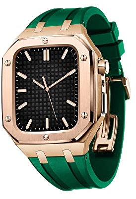 ZEDEVB Carcasa de metal a prueba de caídas con correa de lujo para Apple Watch de 45 mm y 44 mm, funda protectora resistente para Apple Watch 7/6/5/4 SE Series, 45MM FOR 7, Agate