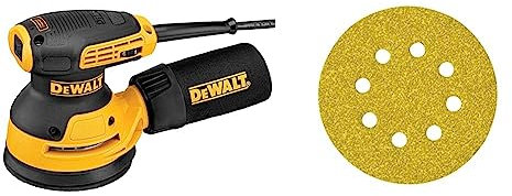 DEWALT DEWDWE6423 Eccentric Sander, Yellow/Black & DT3101-QZ Loop Disc, RossQuick Fit, 125 mm, 6 Holes, Grit Size 40 (Pack of 10)