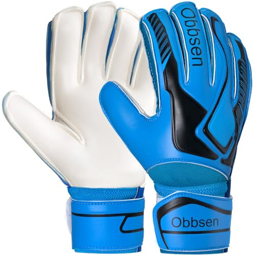 Obbsen Torwarthandschuhe mit Fingersave | Fußball Handschuhe Torwart mit Extra Starkem Grip | Größe 5-7 für Kinder Jugendliche, Größe 8-10 für Herren Damen