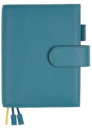 Ox Knight A6 Leder-Planer für Hobonichi, Stalogy, Midori Hibino, Leuchtturm1917 und mehr, mit Stiftschlaufe, Kartenfächern, Rückentasche und Lesezeichen, Dunkelblau