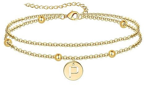YeGieonr Bracelet Femme Lettre Plaqué Or 18K Acier Inoxydable – Bracelet Initiale Personnalisé Cadeau Anniversaire Fille – Bijou Doré Élégant Jonc