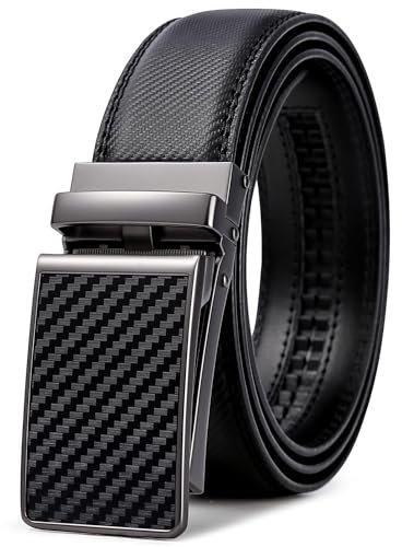 Frentree Gürtel Herren, Automatik Ledergürtel mit Ratsche, 35mm Echtleder Riemen ohne Löcher mit Automatikschnalle, Leder Gürtel Kürzbar