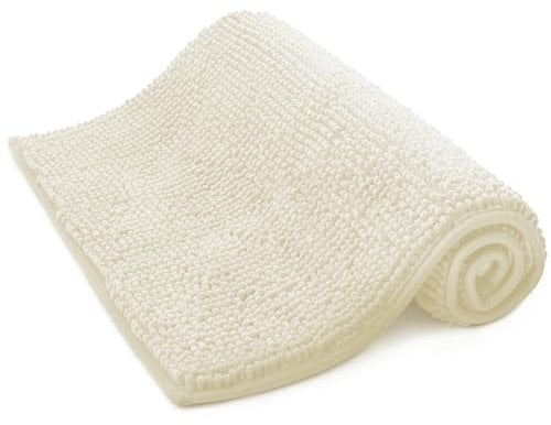 KEPLIN Non-Slip Microfibre Bath & Toilet Mat - Soft, Plush & Comfortable Rug with Machine Washable Design - Water Absorbent & Quick Drying to Keep Bathroom & Home Hygienic & Clean (50x80cm) White