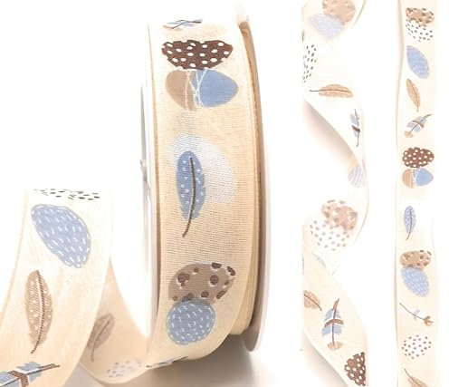 s.dekoda Schleifenband 20m x 25mm Creme Ostern Osterei Ei Feder Osterband Dekoband [D51427]