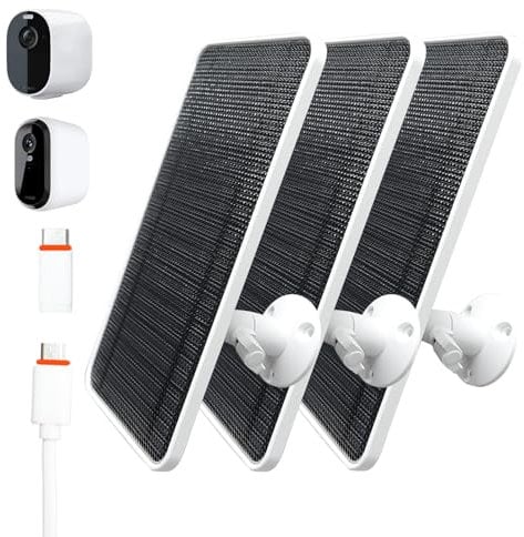 AYIIFEI Solar Panel Camera Charger Fit for Arlo Essential, Spotlight, XL Spotlight Camera,with 13FT Micro USB Cable and Adjustable Aluminum Alloy Mount,Weatherproof Solar Panel Charger(3 Pack)