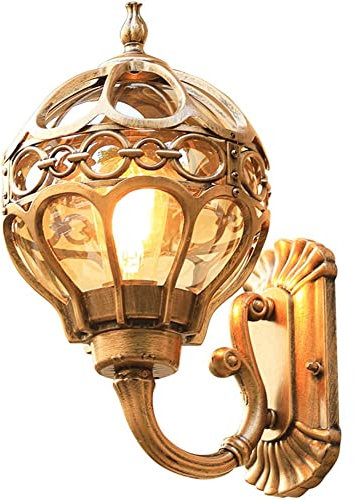 LUOYAOB Wandlampe Außen Antike runde Außenwandleuchte aus Aluminiumguss und Glas IP23 wasserdichte Wandleuchte Retro E27 Wandleuchte for Gartenhaus Eingang Hof Wandleuchte(Bruin,23 * 40cm)